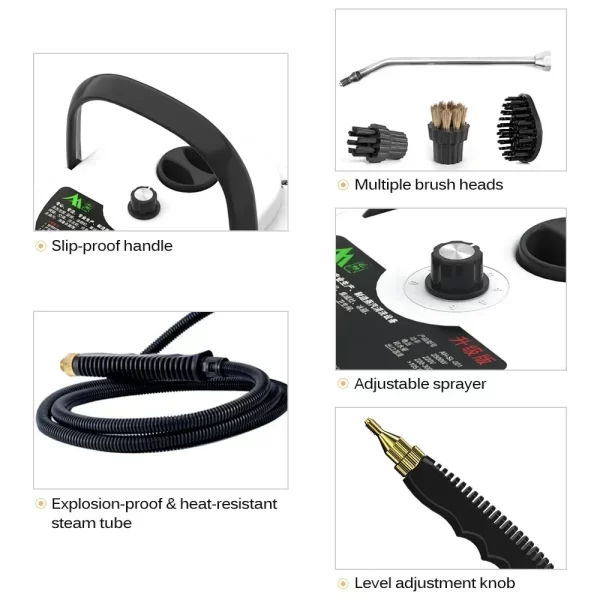 Limpiador a vapor portátil de 2500 W, máquina de lavado a presión con esterilización a alta temperatura para el hogar, el coche, la cocina y el aire acondicionado. - Image 3