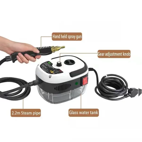 Limpiador a vapor portátil de 2500 W, máquina de lavado a presión con esterilización a alta temperatura para el hogar, el coche, la cocina y el aire acondicionado. - Image 4
