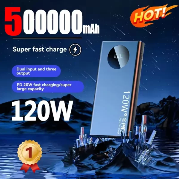 Cargador portatil de 120 W con carga ultrarrápida, para mobil.