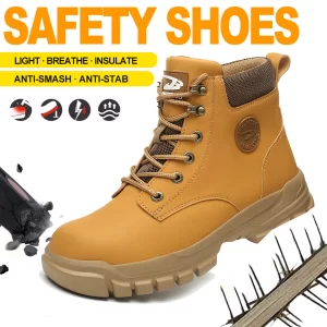 Zapatos de seguridad, antigolpes, antiperforación y transpirables y casquillo protector.